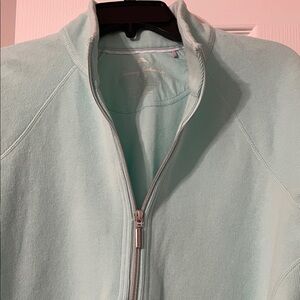 Tommy Bahama Beautiful Aqua Quarter Zip Long Sleeve Ribbed Sweatshirt